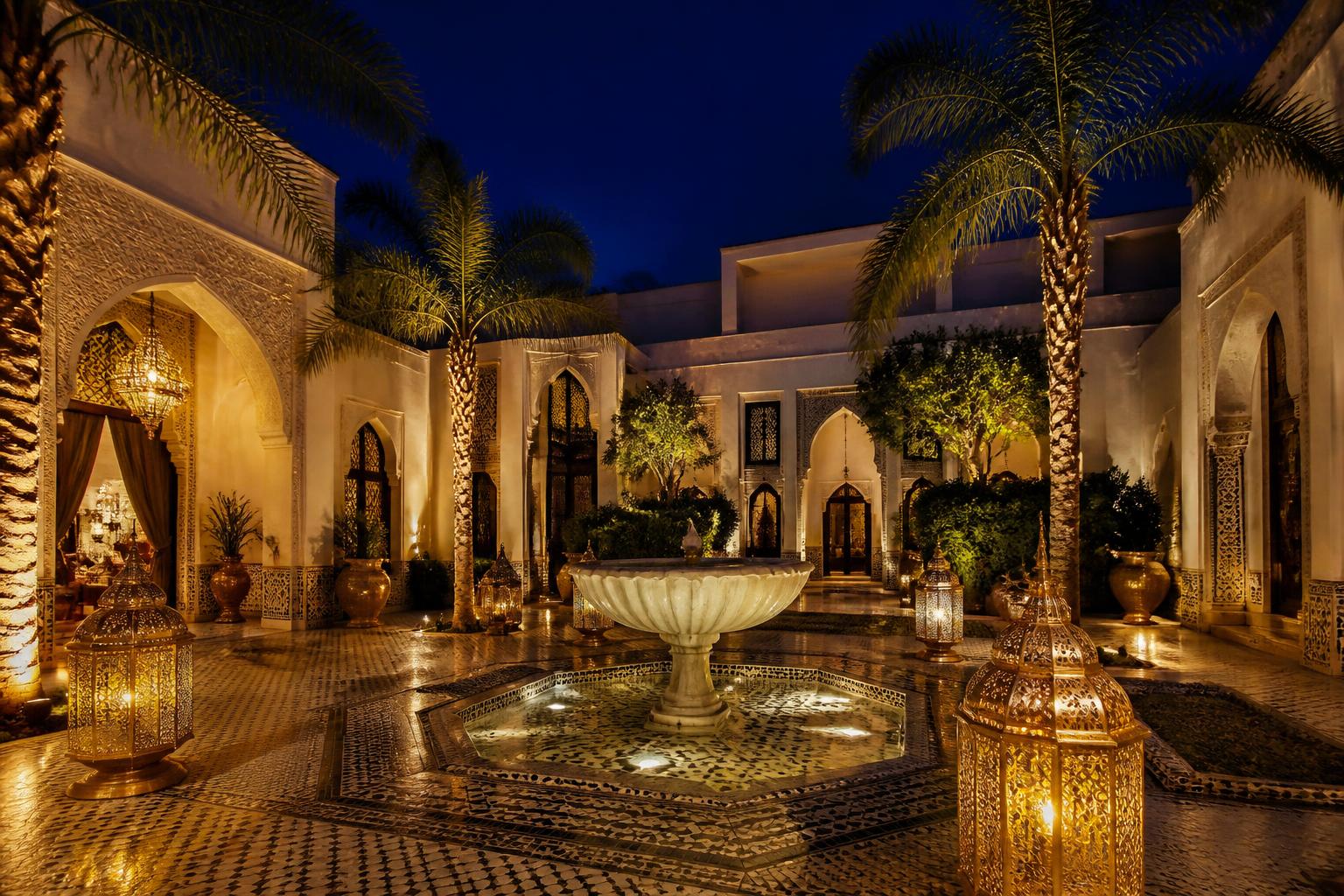 Riad marocain au crépuscule
